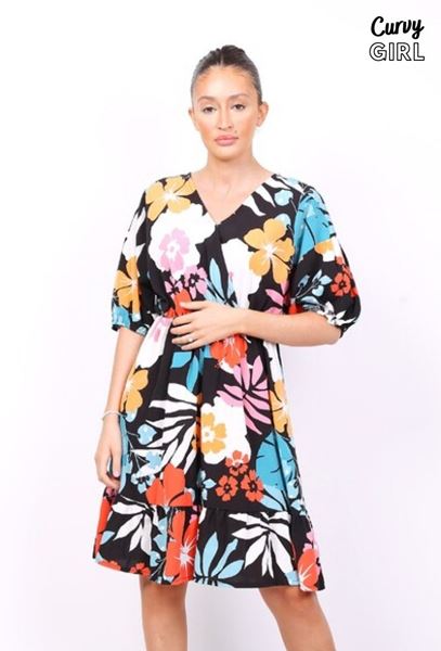 Picture of CURVY GIRL FLOWER PRINT TUNIC DRESS .